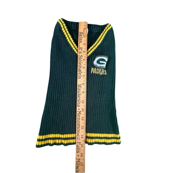 Green Bay Packers Dog Sweater Medium NFL Pet Knit Vest Green Gold Ribbed - Picture 5 of 7